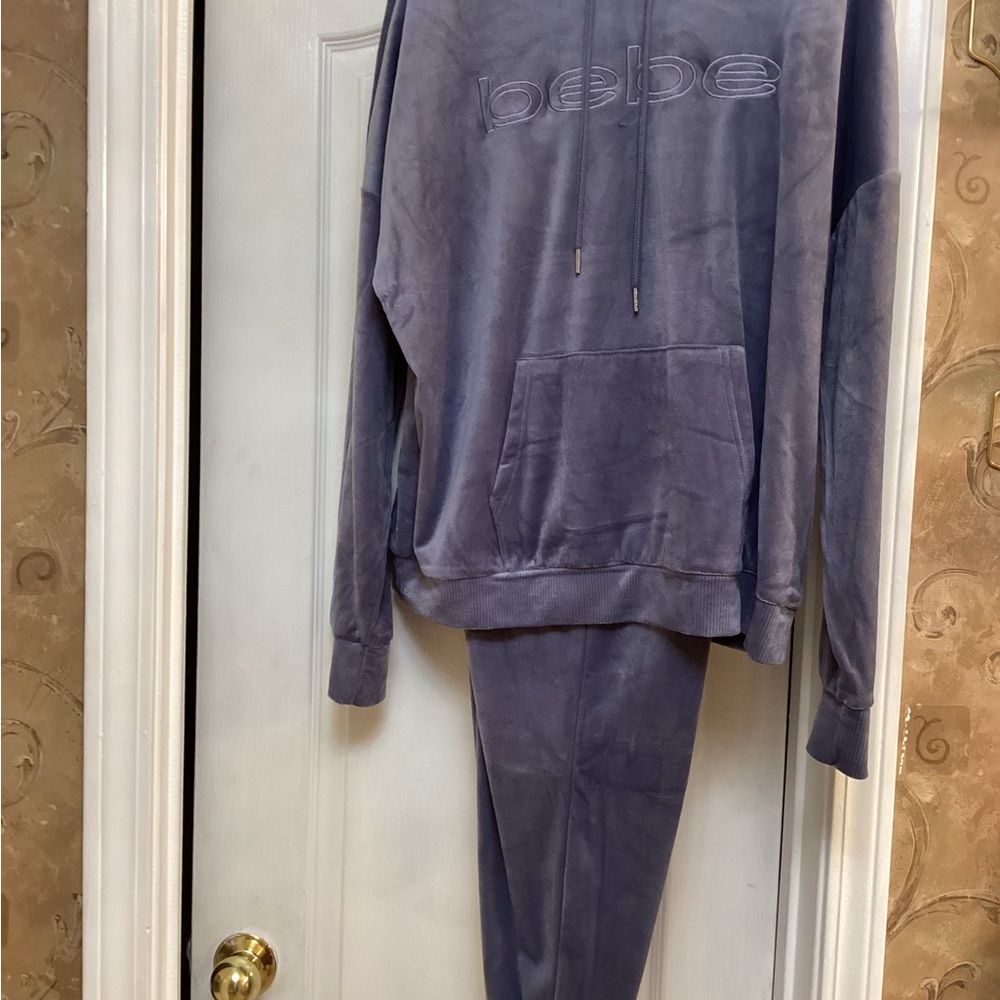 Bebe Blue Velour Hoodie and Joggers Set